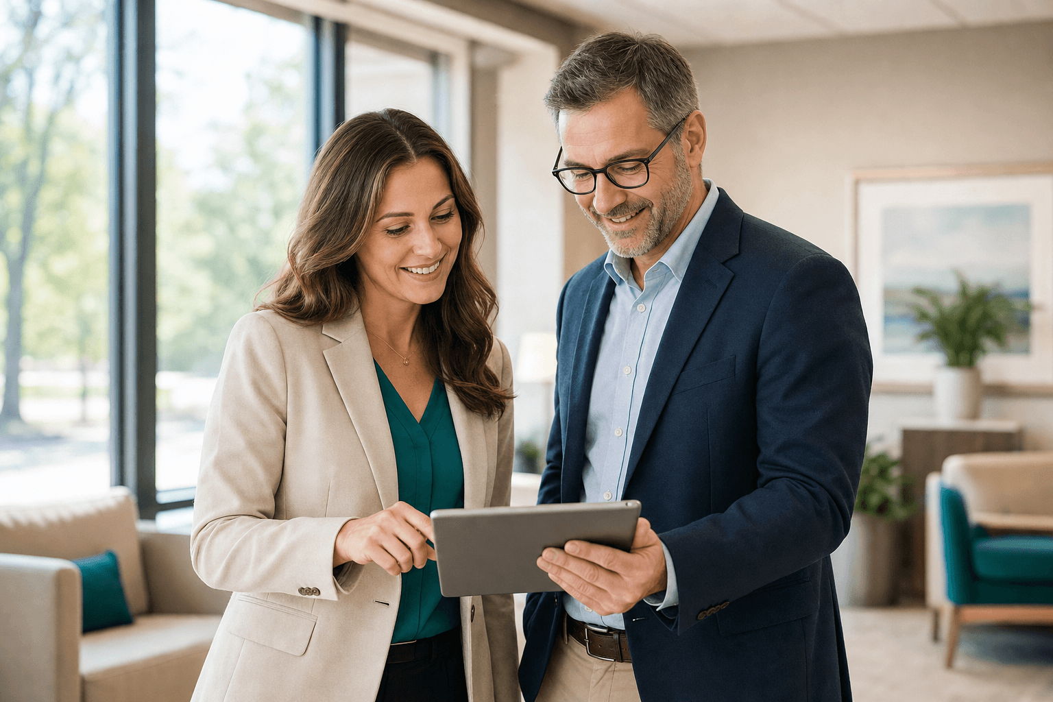 Provider professionals reviewing a tablet together
